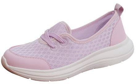 Generisch Slip On Sneaker da donna, traspiranti, in rete, leggere, senza lacci, per il fitness, da corsa, per il tempo libero, Lilla, 36 EU