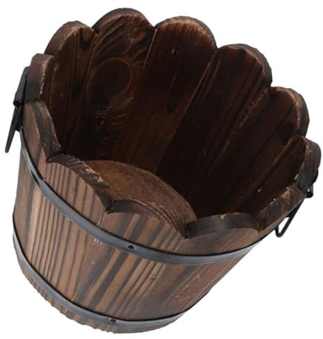 TOYANDONA Maceta De Madera Maciza Tipo Barril para Jardín Jardinera De Madera para Flores Maceta Pequeña De Barril para Plantas Contenedor para Hortalizas Patio