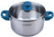 FACKELMANN Kochtopf Essential Ø 20 cm aus Edelstahl, ergonomische Softtouch-Griffe, modernes Design, für alle Herdarten geeignet, Blau