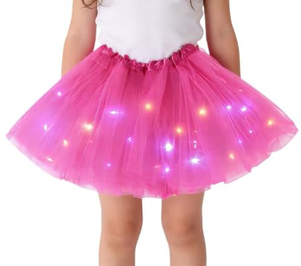 TRYUEN Girls Led Tutu Skirt Light Up Ballet Tulle Skirts Fluffy Dress Up Costume for Halloween Party 2-8 Years Old