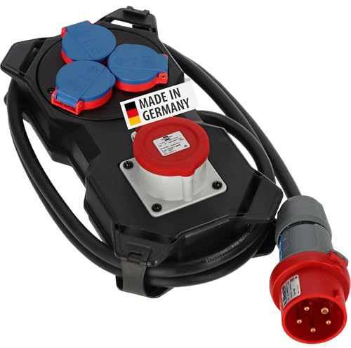 Brennenstuhl Stromstation/Stromverteiler 16A (2m H07RN-F 5G2,5 Kabel, für Baustelleneinsatz und ständigen Einsatz im Außenbereich IP44, für Wandaufhängung geeignet, Made in Germany)