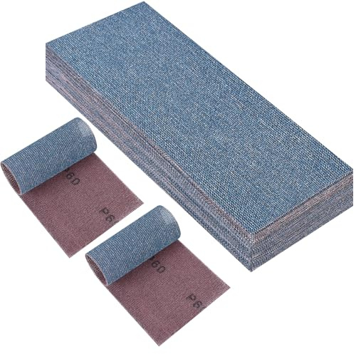 PMIQSA 25 Pcs Net sandpaper strips 115x230mm Mesh Ceramic Sanding Sheets, Grit 60 Hook and Loop Dust Free Sanding Pads, for Orbital Sander, Hand Sanding Block, Wood Metal Surface Preparation