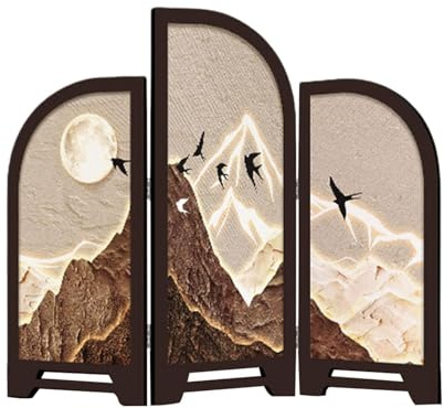 FLCPJGV Mini Paravent Décoratif à 3 Panneaux pour Salon, Style A