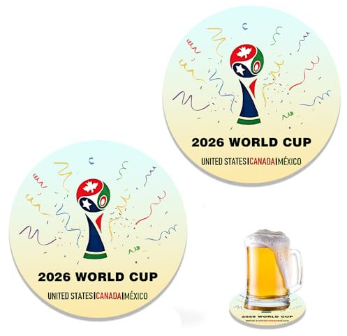 World Cup 2026 Beer Coasters 10cm Round–2026 World Cup Desktop Decorations- Eco-Friendly Absorbent Paper Coasters for Football Viewing Parties, Bars, Pubs & Home –Football Themed Drinks Mats-50 Pack