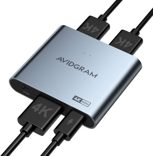 HDMI Splitter 1 In 2 Out 4K 60Hz 4:4:4, AVIDGRAM 2.0 HDMI Verteiler 1 In 2 Out mit Downscaler, Copy, and Auto Mode Unterstützung 1080p 120Hz HDMI2.0 HDCP 2.2 HDR10 18Gbps 3D
