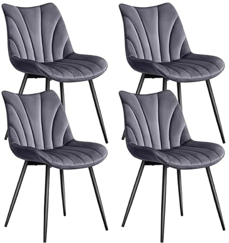 Yaheetech Juego de 2 Sillas de Comedor con Respaldo Sillones sin Reposabrazos con Patas de Metal para Cocina Salón (2, Gris Oscuro)