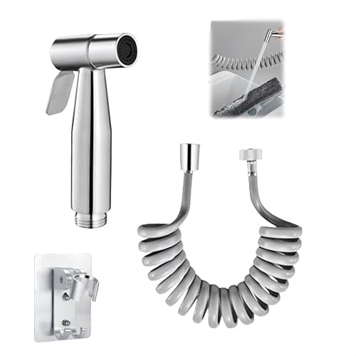 AnBoxiaodian 3 Stücke Set Edelstahl Handbrause,Waschbeckenbrause,Handbrause Bidet-Toilette, Badezimmer-Bidet Aufsatz Toilette,WC Dusche,für Badezimmer und Haustierduschen (Silber)