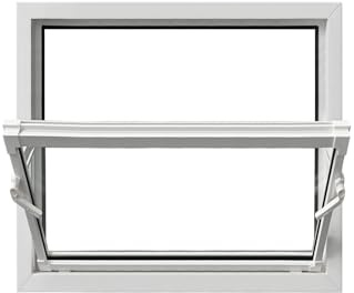 Framex Finestra a vasistas e a Battente in PVC Bianco, 80 x 60 cm (800 x 600 mm), Vetro Singolo, Ideale per ventilazione, scantinati, stalle, lavanderie