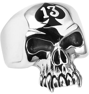 BOBIJOO JEWELRY - Siegelring Ring Biker Mann 13 Rebellion Satans Totenkopf Edelstahl - 22,6 (13 US), Edelstahl 316