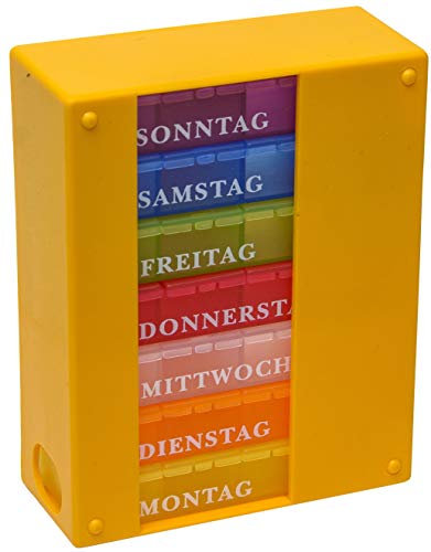 Sani-Alt Medikamentendosierer 7 Tage mit 4 Fächern (Gelb)