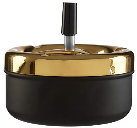 Premier Housewares 305225 Drehaschenbecher, mattschwarz/goldfarben, groß