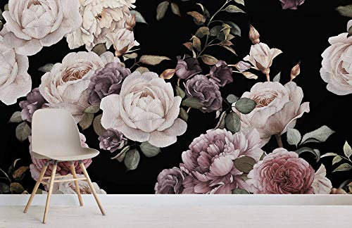 Lila und Pink Dark Floral Fototapete Rose Wallpaper Blumentapete Hauptdekoration
