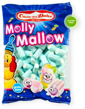 CASA DEL DOLCE Molly Mallow Bicolore Azzurro, Marshmallow Sfuso, Busta da 1 Kg, Ideale per Feste di Compleanno, Senza Lattosio e Gluten Free