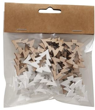 RiloStore 48 STK Bäume braun Holz Weihnachtsdeko Nostalgie Holz Tannenbäume b340 Mix Streuteile Basteln Deko Holzbäume