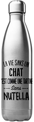 Bouteille Isotherme Personnalisée 500 ml – Acier Inoxydable – Gourde Performance – Cadeau Unique illustration, chat – Fabrication Française (N°20)