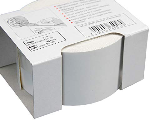 Umleimer 45 mm x 10 Meter Rolle in weiss mit Schmelzkleber als Kantenumleimer Melamin und Bügelkante zum Aufbügeln weiß glatt matt ohne Struktur