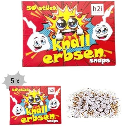 h2i Knallerbsen | 250 St. | Knallteufel Trickknaller Pop Snaper | der perfekte Scherzartikel für Silvester Halloween Geburtstag & Partys – Spaß garantiert | Jugendfeuerwerk & Kinderfeuerwerk Kat F1