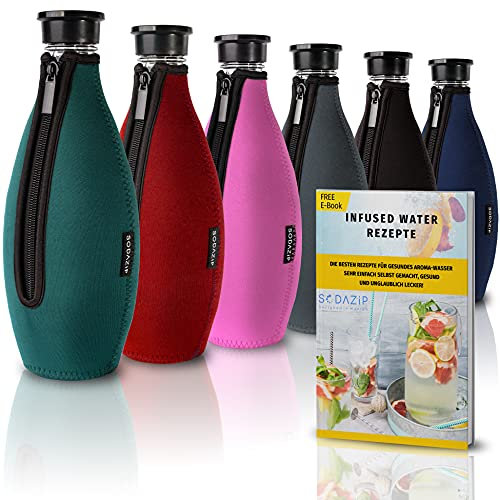 SODAZiP® Premium Schutzhülle kompatibel mit SodaStream Crystal Glaskaraffe [EXTRA KÜHLEFFEKT] - Bruchschutz Neopren Hülle für Soda Stream Glasflaschen - Zubehör für unterwegs (Grün)