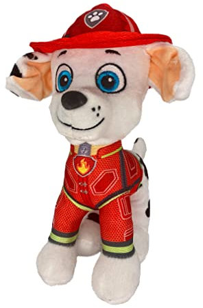 Play by Play Paw Patrol The Movie, 7 versch. Motive, 19 cm Plüsch Figuren Chase, Marshall, Liberty, Skye, Rubble, Rocky, Zuma, ORIGINAL Kuscheltier Lizenzware für Kinder - Kinofilm 2021 (Marshall)