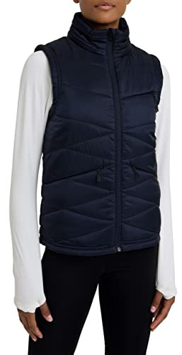 TCA Cloud Gilet Pile Donna Thermal Leggero Per Hiking, Camminate, Corsa con Tasche Zip - Blu Scuro, S