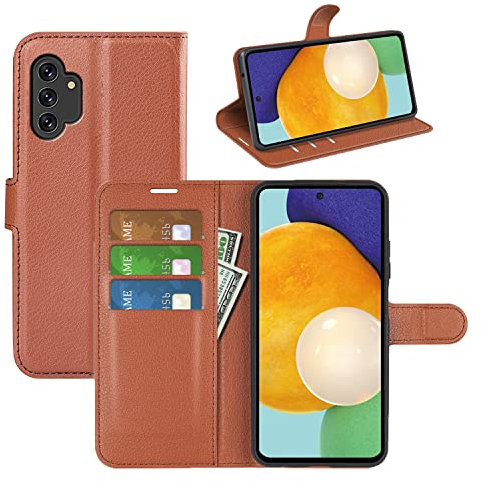 Fertuo Coque pour Samsung Galaxy A13 4G, Antichoc Portefeuille Étui Housse en Cuir à Rabat Flip Cover Case avec Silicone Bumper, Porte Carte, Béquille, Boucle Magnétique pour Galaxy A13 4G, Marron