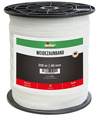 Eider Weidezaunband, 40 mm, weiß - 200 m Rolle - sehr Gute Leitfähigkeit von nur 0,09 Ohm/m - für Pferde & Ponys - Made in Germany (1 Rolle)