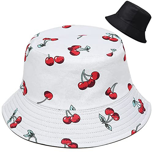 Hocaies Fischerhut Bucket Hat Sonnenhut Herren Damen Fischerhüte Sonnenhut Mädchen Faltbar Sonnenhüte Unisex Anglerhut Fischermütze für Outdoor Wandern Camping (Kirsche)