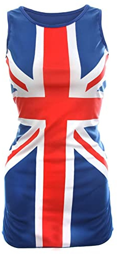 Union Jack Damen Kleid – Rot, Weiß und Blau Union Jack Flagge Klassisches Kleid – 90er Jahre Musik-Ikonen, Brit Pop, VE Day, Königskrönung Kostüm
