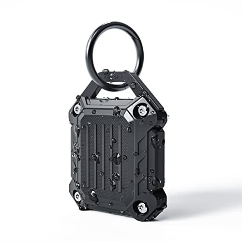 DOVICK - Wasserdichte Airtag-Schlüsselanhänger-Hülle, vollständige Abdeckung, kompatibel mit Apple Air-Tag-Tracker-Schlüsselanhänger (schwarz, 1 Stück)