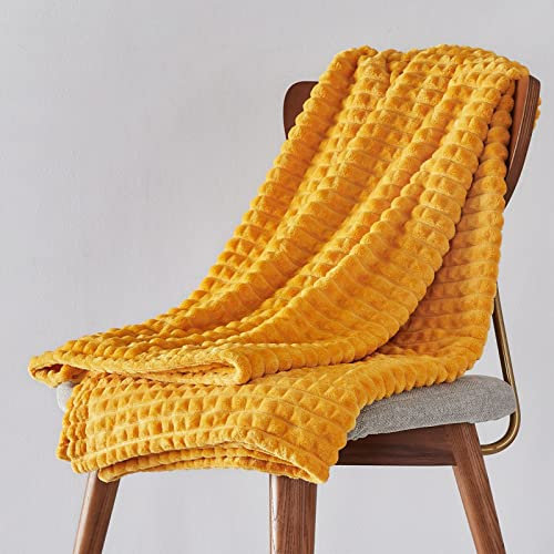 LANMOU Flanelle Couverture, Plaid Polaire Couverture Lestée, Couverture en Flanelle Douce et Confortable Couverture Lestée Adulte Plaid Canape (Jaune,150 * 200 cm)
