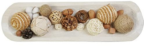Xikangshun White Wooden Dough Bowl for Decor, 50×15×5cm Decorative Bread Fruit Tray, Rustic Wooden for Candle Making, Handmade Home Decorative Bowl