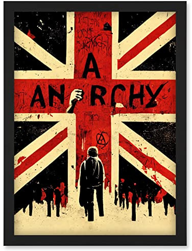Doppelganger33 LTD Anarchy Union Jack Stencil Rebel Graffiti Punk UK Artwork Framed Wall Art Print A4
