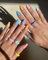 Sethexy 24Pcs Colorful Short Squoval False Nails Rainbow Oval Press on Nails Glossy Fake Nail Acrylic Stick on Nail for Women and Girls