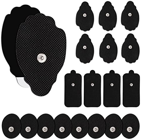 20 Stück Combo Elektroden Pads für Tens-Gerät, Wiederverwendbare, Selbstklebende, Latex-freie, nicht Reizende Ersatz-Patches mit Standard 3,5mm Snap-on-Anschluss, Kompatibel mit Belifu, Brilnurse TENS