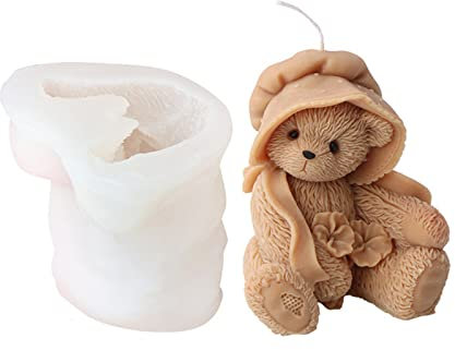 Xidmold Bär Silikonform Tier Kerzenform Seifenform 3D Bär Silikon Formen Backform für Schokolade, Tortendeko, Seife, Sojawachs Kerzen, Handwerk Dekoration (Bär)