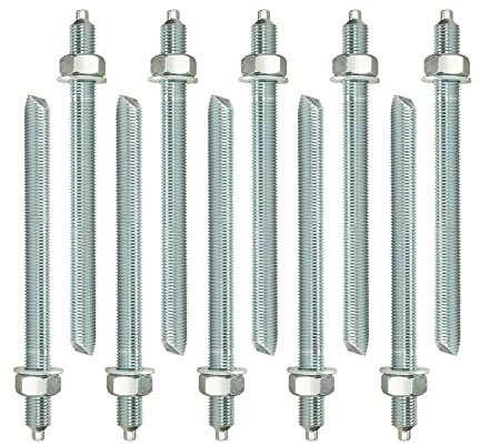 Isolbau Ankerstangen M24 x 300 mm - 10 Stück ETA Zulassung Gewindestange Verbundanker verzinkt mit Mutter & Unterlegscheibe Schwerlast-Anker Schwerlast-dübel