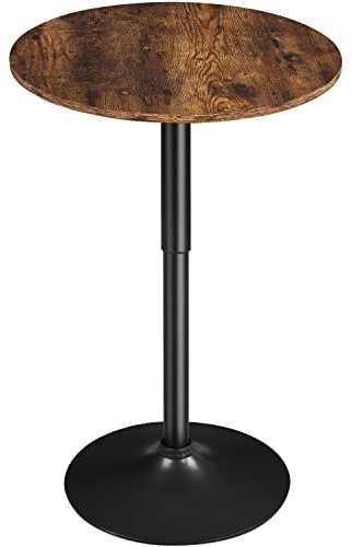 Yaheetech Mesa de Bar Mesita Regulable en Altura Mesa de Café Mesita Auxiliar Altura Ajustable Mesa Redonda con Tablero Giratorio 360° Marrón