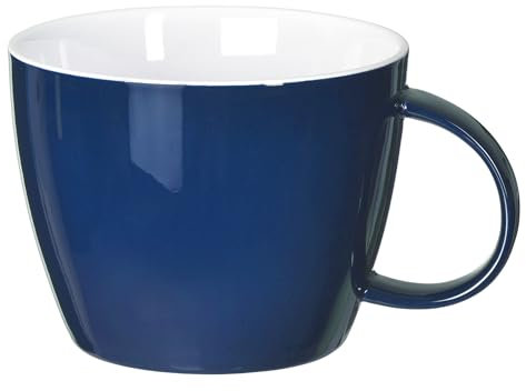 fMSDD Porzellanbecher, übergroße Suppentasse oder Jumbo-Becher für Kaffee, Haferflocken, Gumbo, Salat, mikrowellen- und ofenfest, Blau