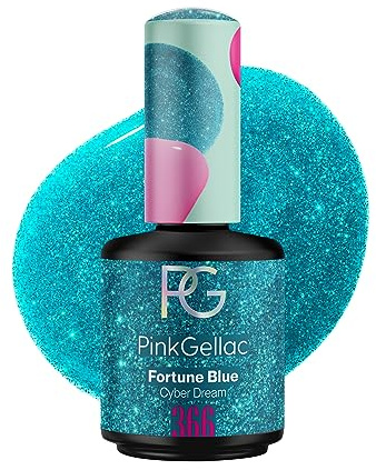 Pink Gellac Gel Nagellack UV, Veganes Nagelgel - 366 Fortune Blue 15 ml | Gelnagellack für UV Lampe, Einfache Anwendung Nail Polish für 14 Tage Salonqualität, Gellack Made in Holland
