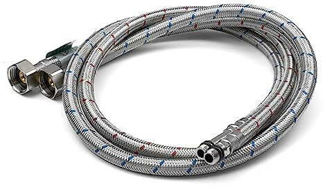 Xcel Home Lot de 2 raccords flexibles M10 x 1/2 (1000 mm) | 10 longueurs | Paire de queues de tuyau flexible BSP monobloc pour mitigeur de cuisine/lavabo | Acier inoxydable tressé