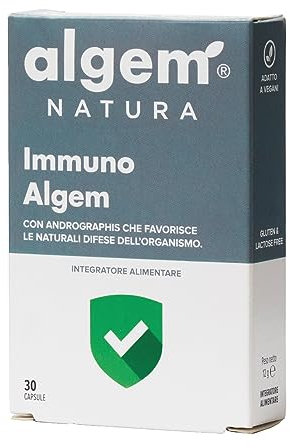 Integratore Difese Immunitarie Adulti Bambini IMMUNO 30 Capsule Algem Natura® Echinacea Difese Immunitarie 300mg Dose, Cambio Stagione, Stanchezza, Sistema Immunitario Con Vitamina C Da Rosa Canina