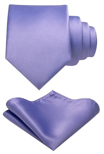 JEMYGINS Herren Krawatte mit Matte Oberfläche inklusive Einstecktuch Set in verschiedenen Farben Lavendelviolett