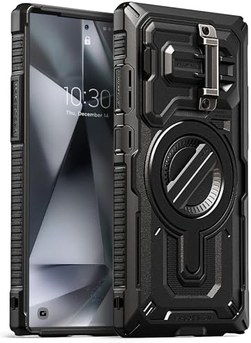 VRS Design Terra Guard Ultimate Schutzhülle für Galaxy S24 Ultra (2024), hochwertige, stabile, vollständig abgedeckte Kameralinsenschutzhülle, kompatibel mit Magsafe, Mattschwarz