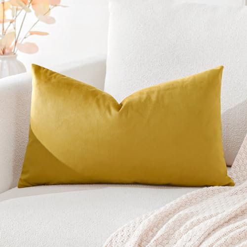 Artscope Samt Kissenbezug Kissenhülle Dekorative Dekokissen Sofakissen Lendenkissen Wurfkissenbezug Sofa Schlafzimmer 30x50cm Gold