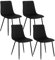 Klihome Lot de 4 Chaises de Salle à Manger, Chaise Rembourrée avec Dossier, 4 Pieds en Métal, sans Accoudoir, pour Salon, Chambre, en Velours, Noir, K0007EZS-4