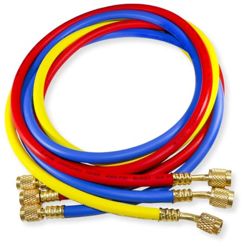 GOLDMAN SERVICE | Set de 3 Mangueras Recarga Alta Presión Gas Refrigerante R410a de Aire Acondicionado | Largo 150 centímetros, 60 Pulgadas