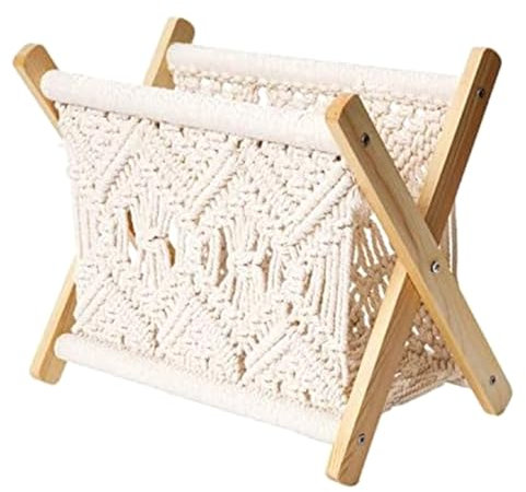 Kquepo Porte-Revues Boho, Porte-Journaux Tissé en Corde, Paniers à Magazines avec en Tissu de Corde, Rangement pour Porte-Revues Durable, Facile à Installer et à Utiliser