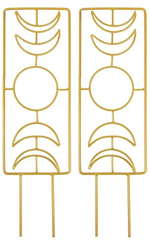 Bcowtte 2er-Pack Metall-Pflanzengitter für im Innenbereich, 35,6 Cm, Topfpflanzen-Spalier, Metall, Mondphase, Zimmerpflanzen-Spalier, Phasen-Zimmerpflanzen-Spalier (Gold)