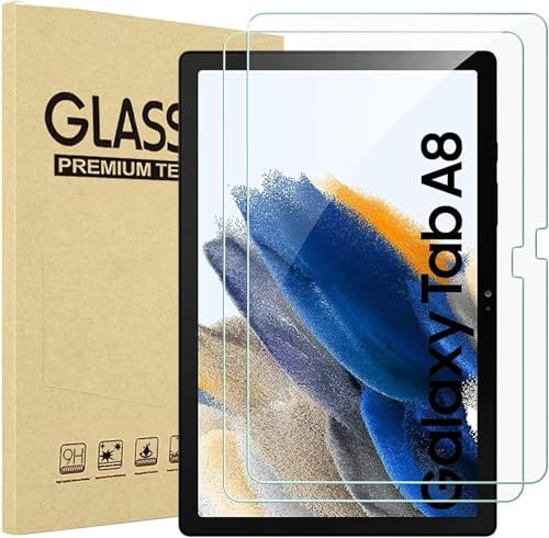 World biz 2 Pack Screen Protector for Samsung Galaxy Tab A8 10.5 2021 (SM-X200 SM-X205), 9H Hardness Tempered Glass Film Easy Installation, HD Clear, Scratch-resistant Tablet A8 10.5