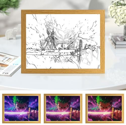 Bocguy One Piece LED Wandkunst Dekor, One Piece Zorro Desktop-Rahmen für Heimdekoration, Kreatives Schlafzimmer und Geschenk